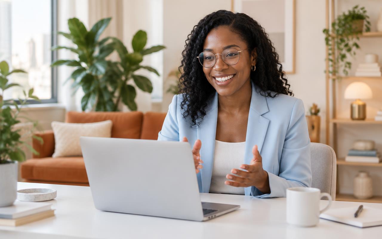 Financial advisor on an onboarding video call
